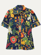 MANDY blouse Woodland Navy - Lesley Evers-navy blouse-Shop-Shop/All Products