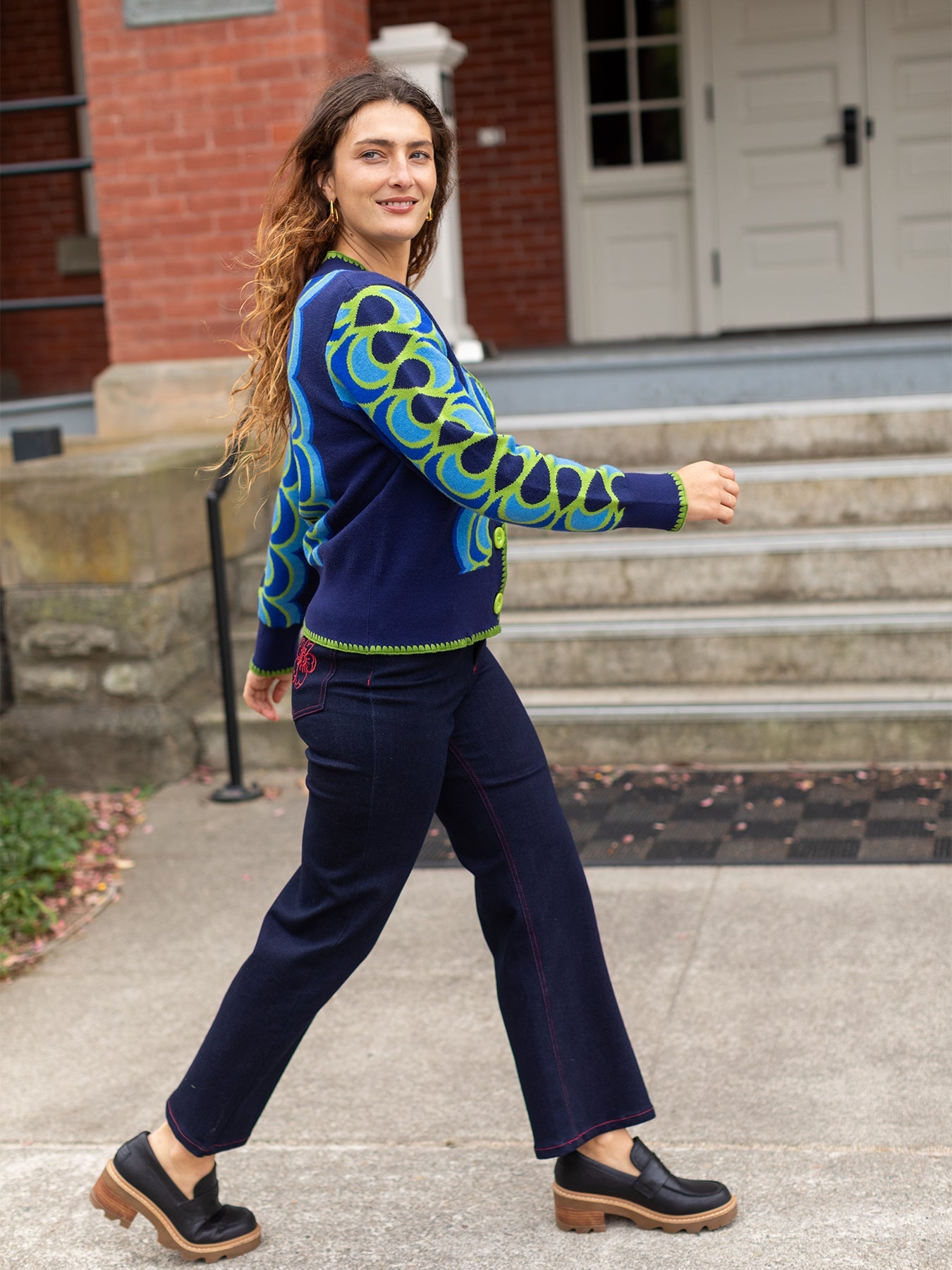 MARCI Cardigan Rio Blue – Lesley Evers