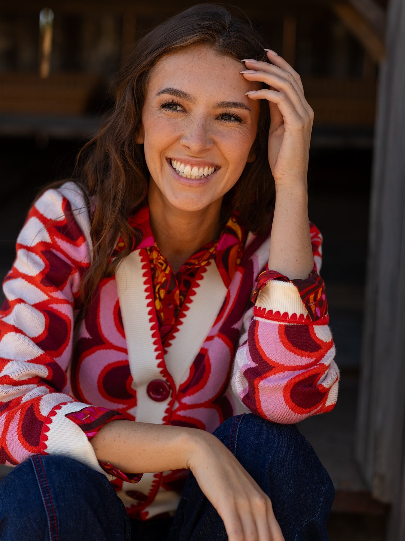 MARCI Cardigan Rio Pink – Lesley Evers