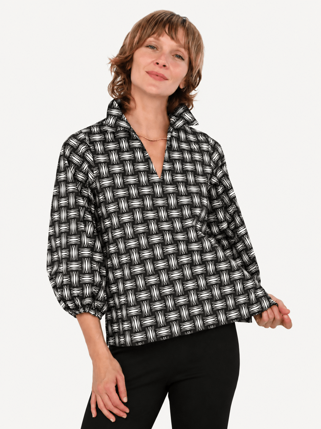 MAREN blouse Basketweave - Lesley Evers-Best Seller-Bottoms-erika
