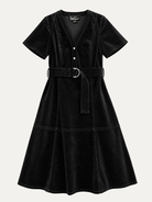 MAXINE dress Black Corduroy - Lesley Evers-Dress-Shop-Shop/All Products
