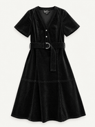 MAXINE dress Black Corduroy - Lesley Evers-Dress-Shop-Shop/All Products