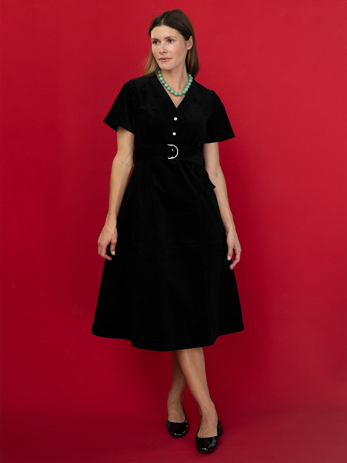 MAXINE dress Black Corduroy - Lesley Evers-Dress-Shop-Shop/All Products