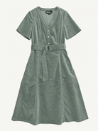MAXINE dress Sage Corduroy - Lesley Evers-Dress-Shop-Shop/All Products