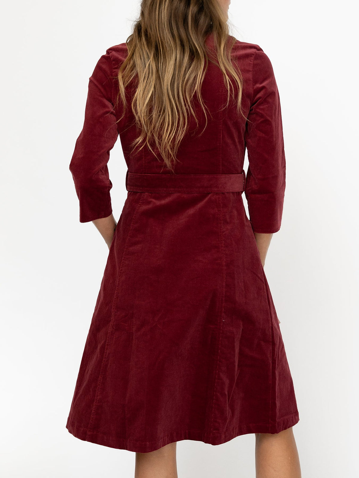 MILLICENT dress Burgundy Corduroy - Lesley Evers-Best Seller-denim-Dress