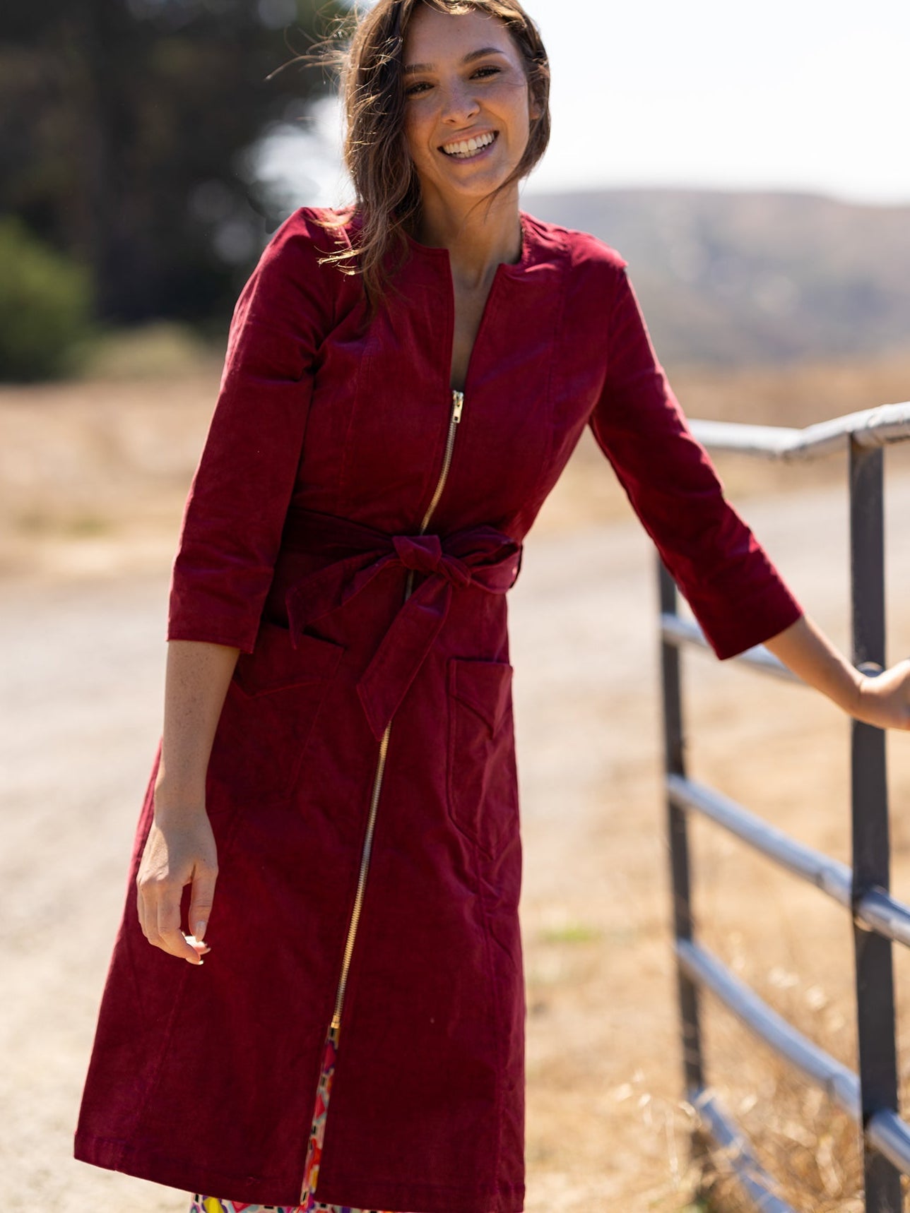 MILLICENT dress Burgundy Corduroy - Lesley Evers-Best Seller-denim-Dress
