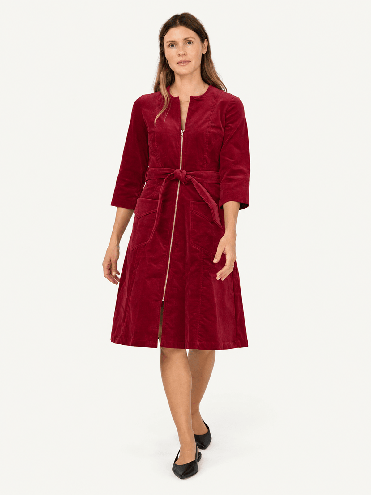MILLICENT dress Burgundy Corduroy - Lesley Evers-Best Seller-denim-Dress