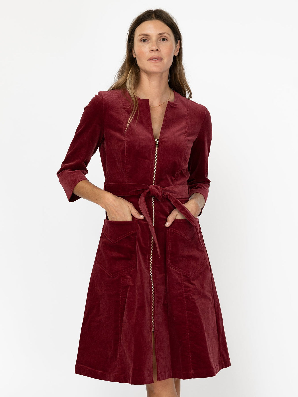 MILLICENT dress Burgundy Corduroy - Lesley Evers-Best Seller-denim-Dress