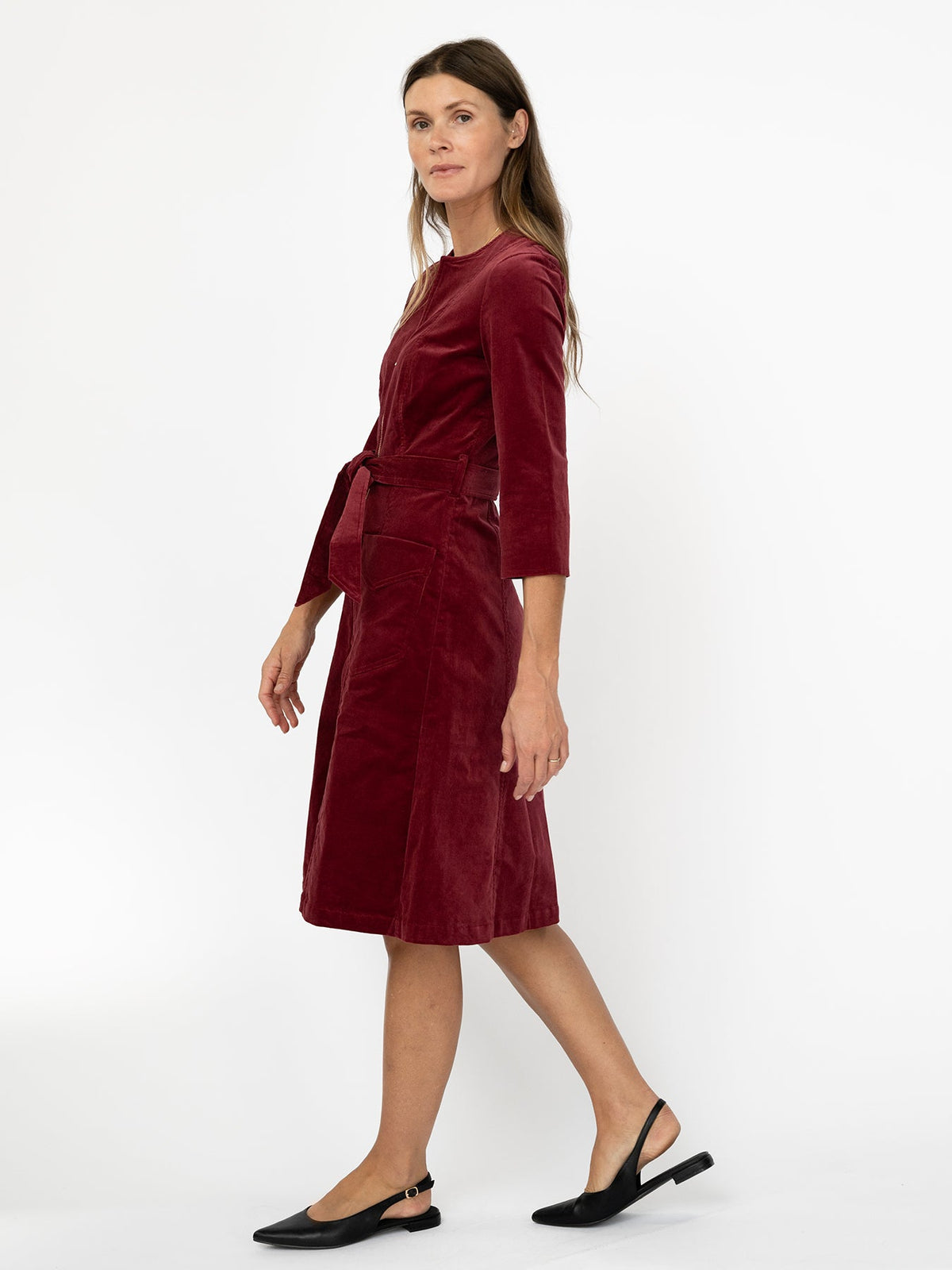 MILLICENT dress Burgundy Corduroy - Lesley Evers-Best Seller-denim-Dress