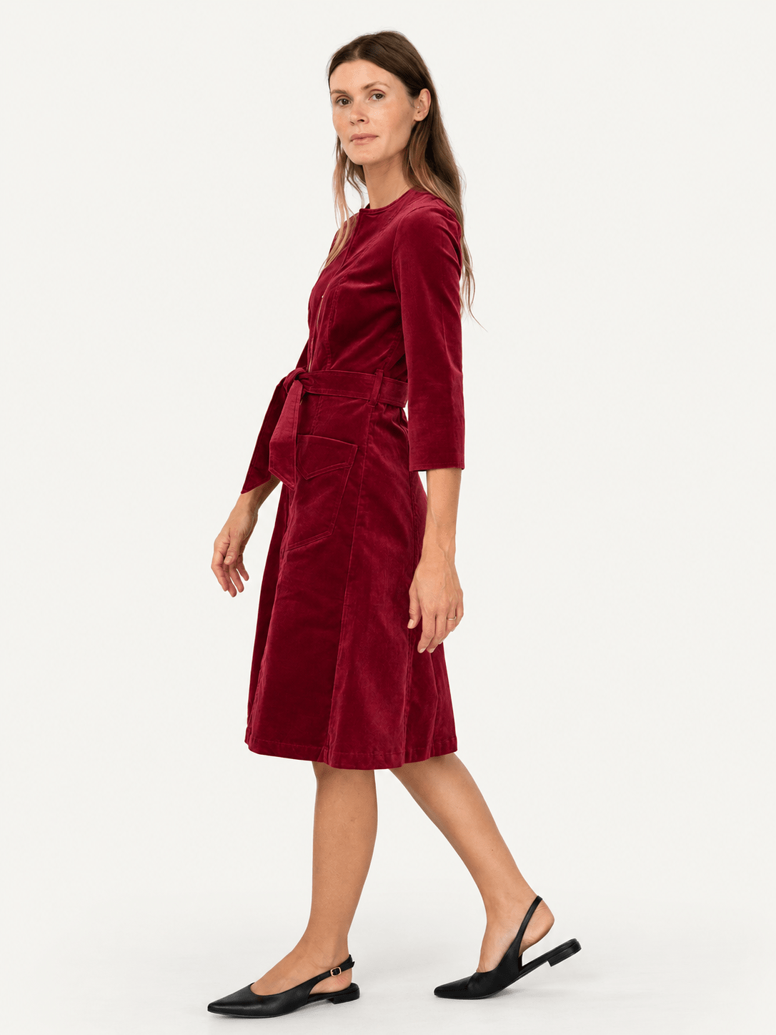 MILLICENT dress Burgundy Corduroy - Lesley Evers-Best Seller-denim-Dress