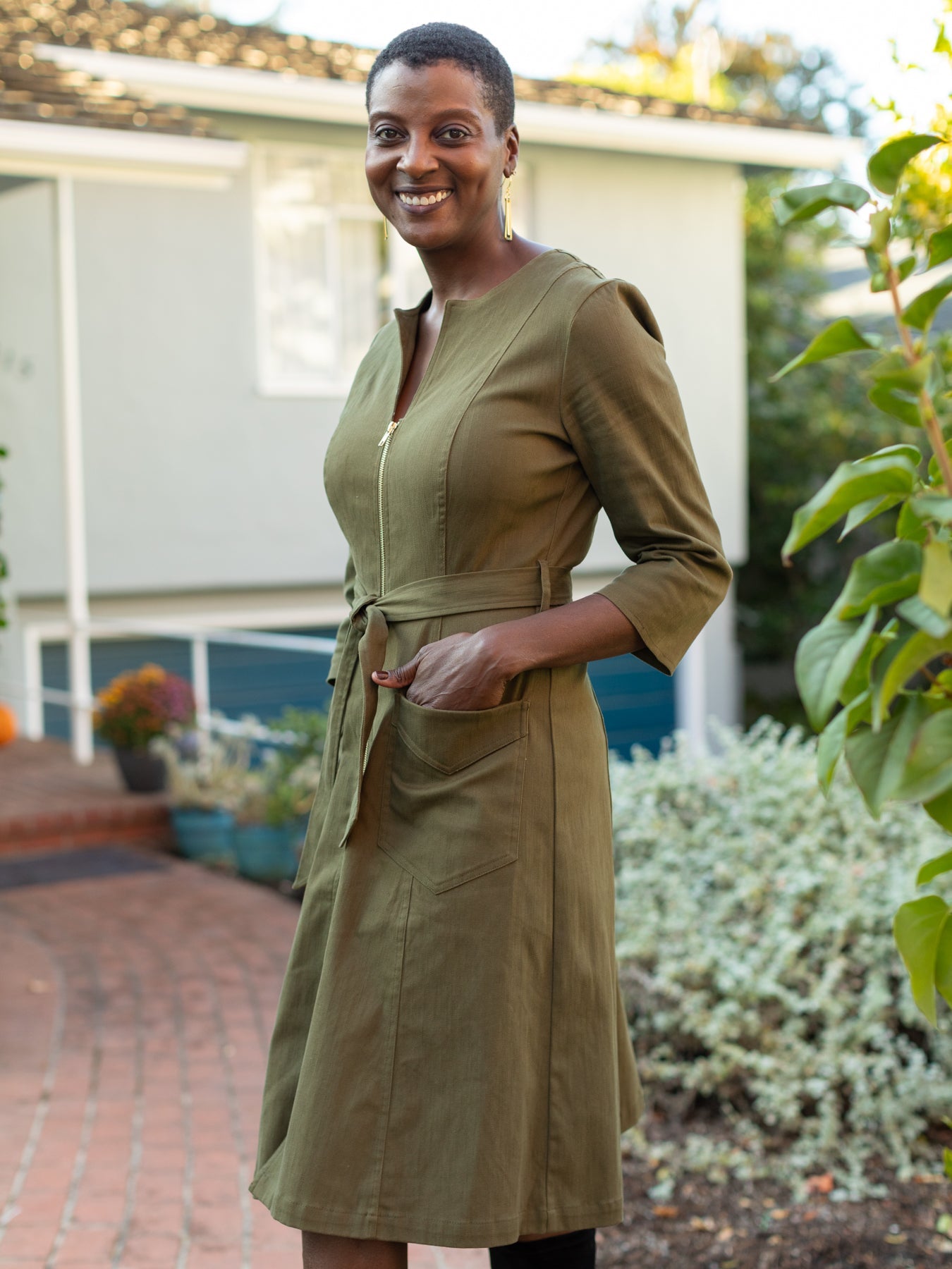 MILLICENT dress Olive Twill - Lesley Evers - Best Seller - denim - Dress