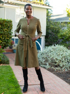 MILLICENT dress Olive Twill - Lesley Evers - Best Seller - denim - Dress