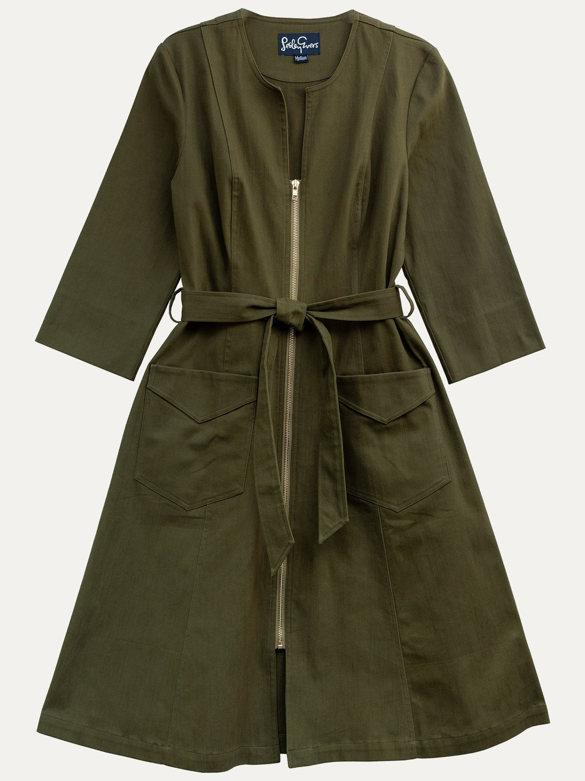 MILLICENT dress Olive Twill - Lesley Evers-Best Seller-denim-Dress