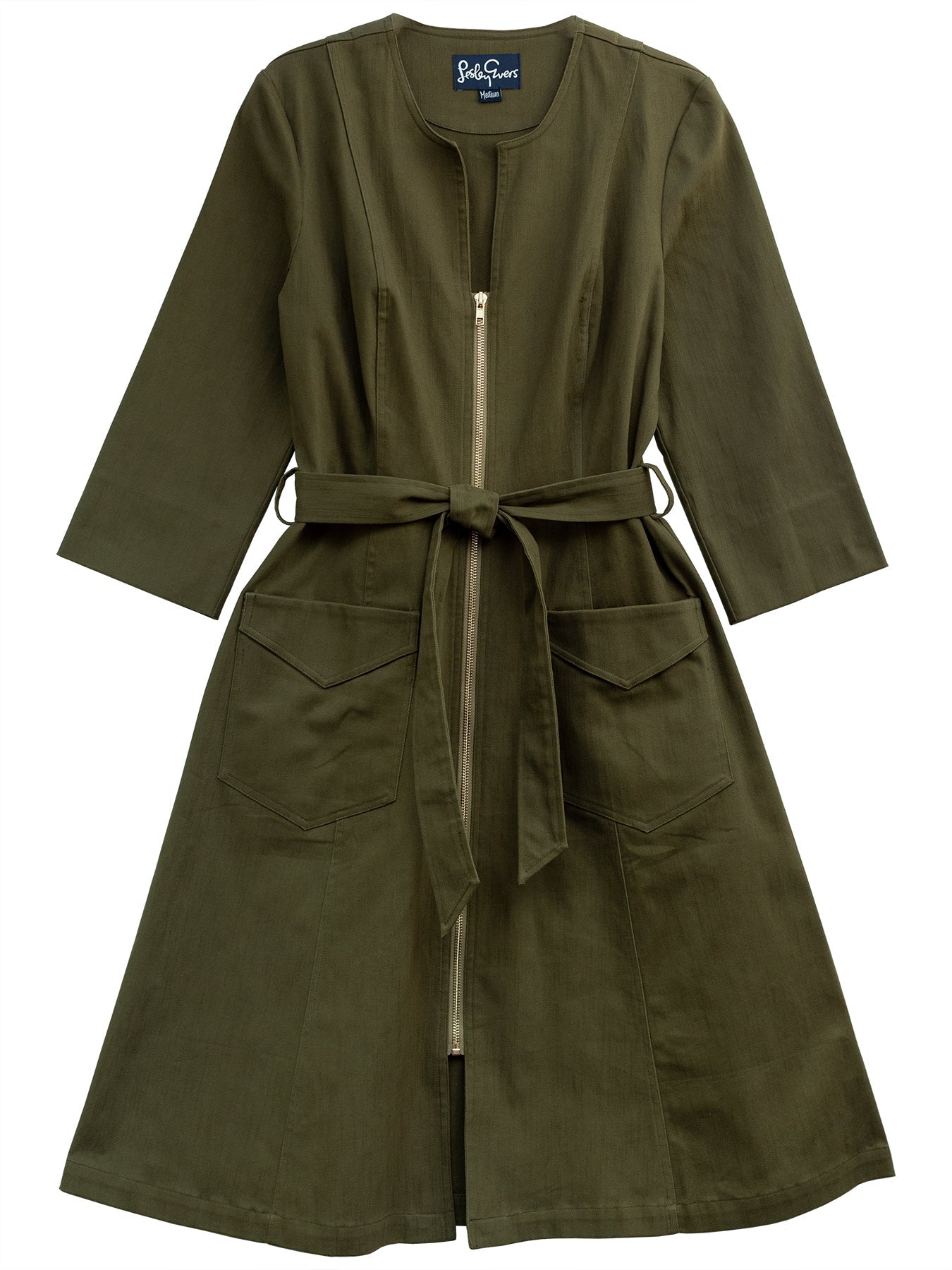 MILLICENT dress Olive Twill - Lesley Evers - Best Seller - denim - Dress