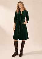 MILLICENT dress Pine Corduroy - Lesley Evers-Best Seller-denim-Dress