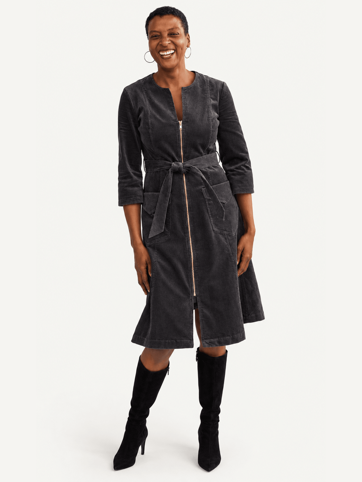 MILLICENT dress Slate Corduroy - Lesley Evers-Best Seller-denim-Dress