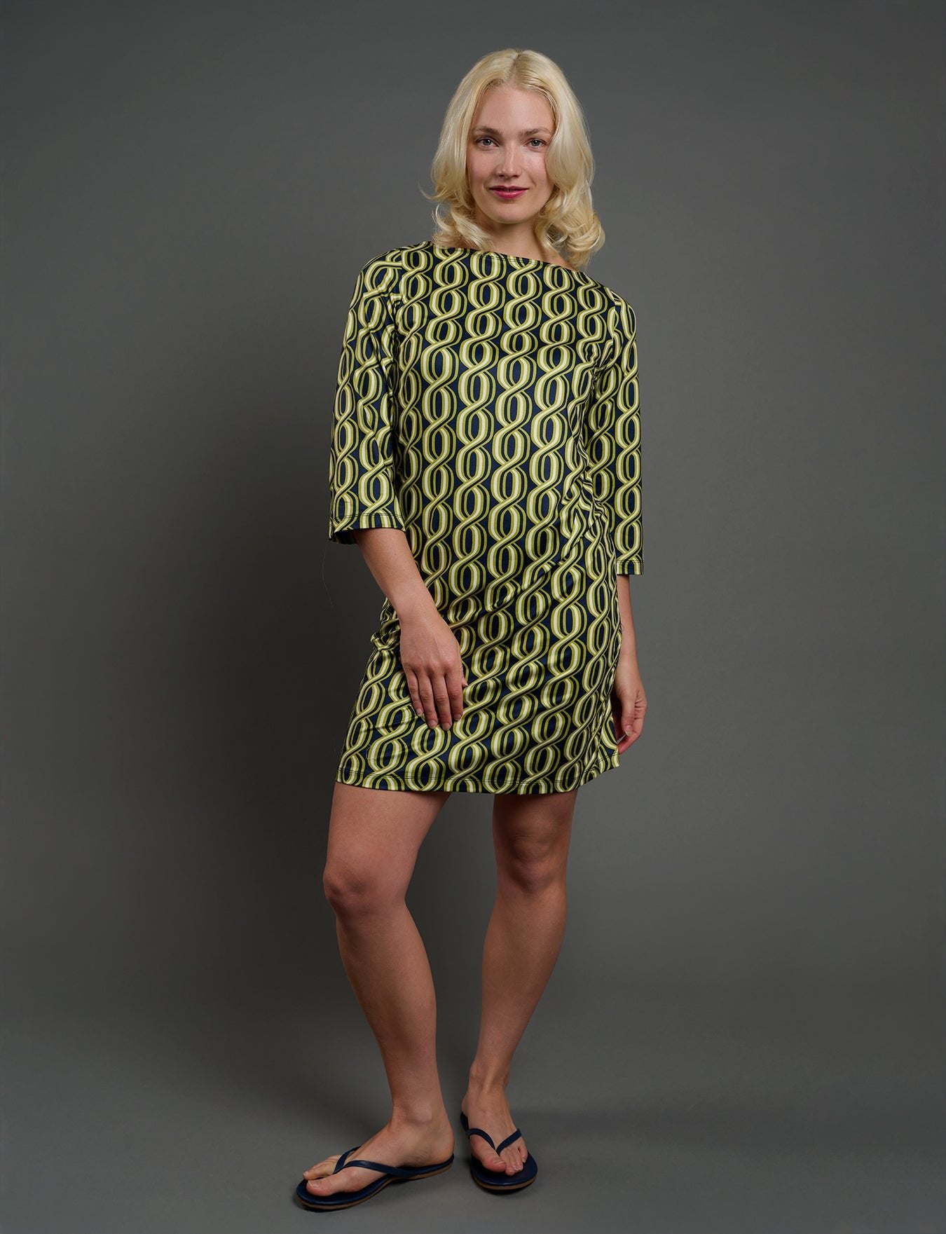 MINDY dress Helix Navy - Lesley Evers-boat neck-boatneck-Pink