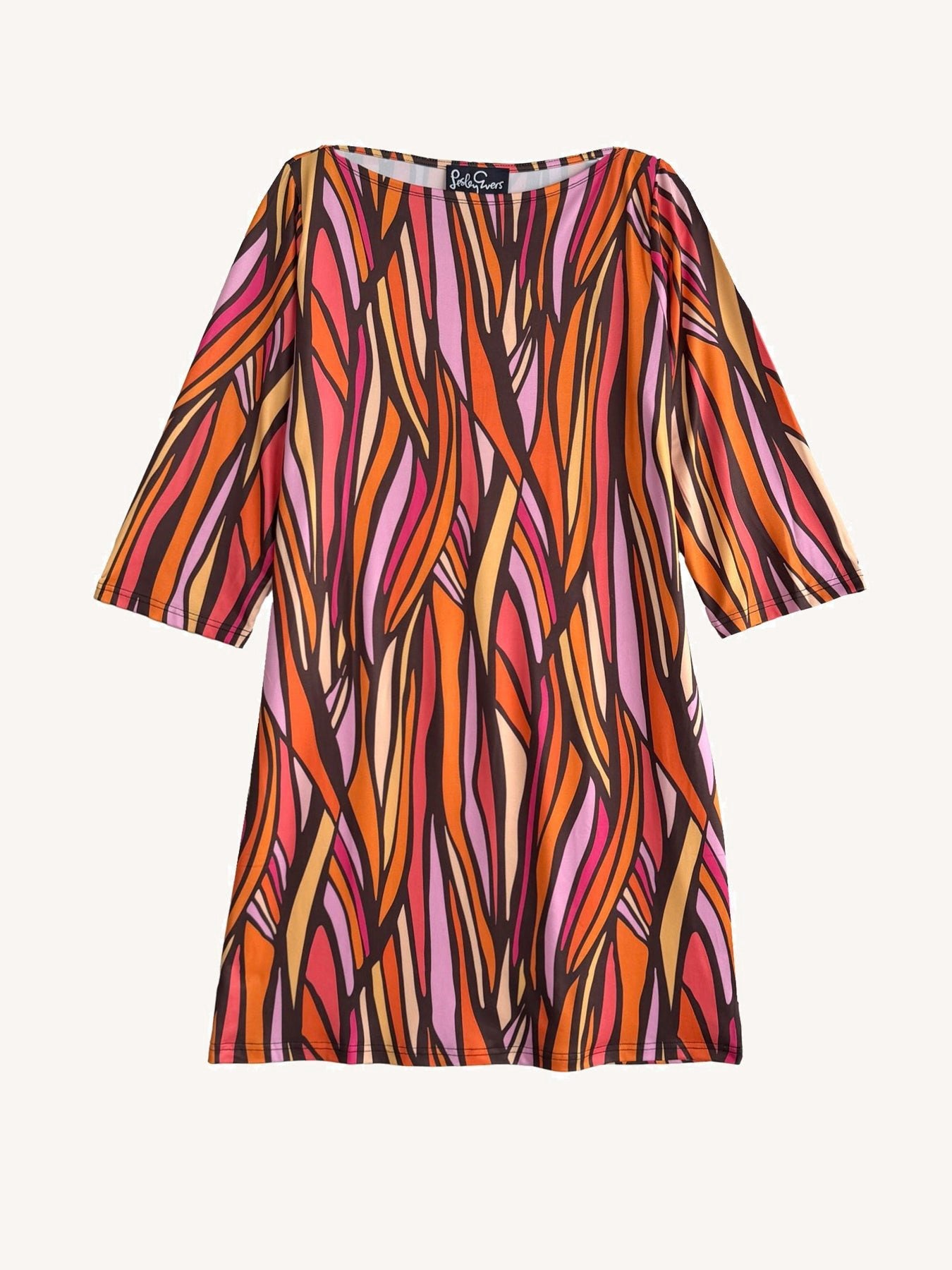 MINDY dress Seagrass Pink - Lesley Evers-boat neck-boatneck-Pink