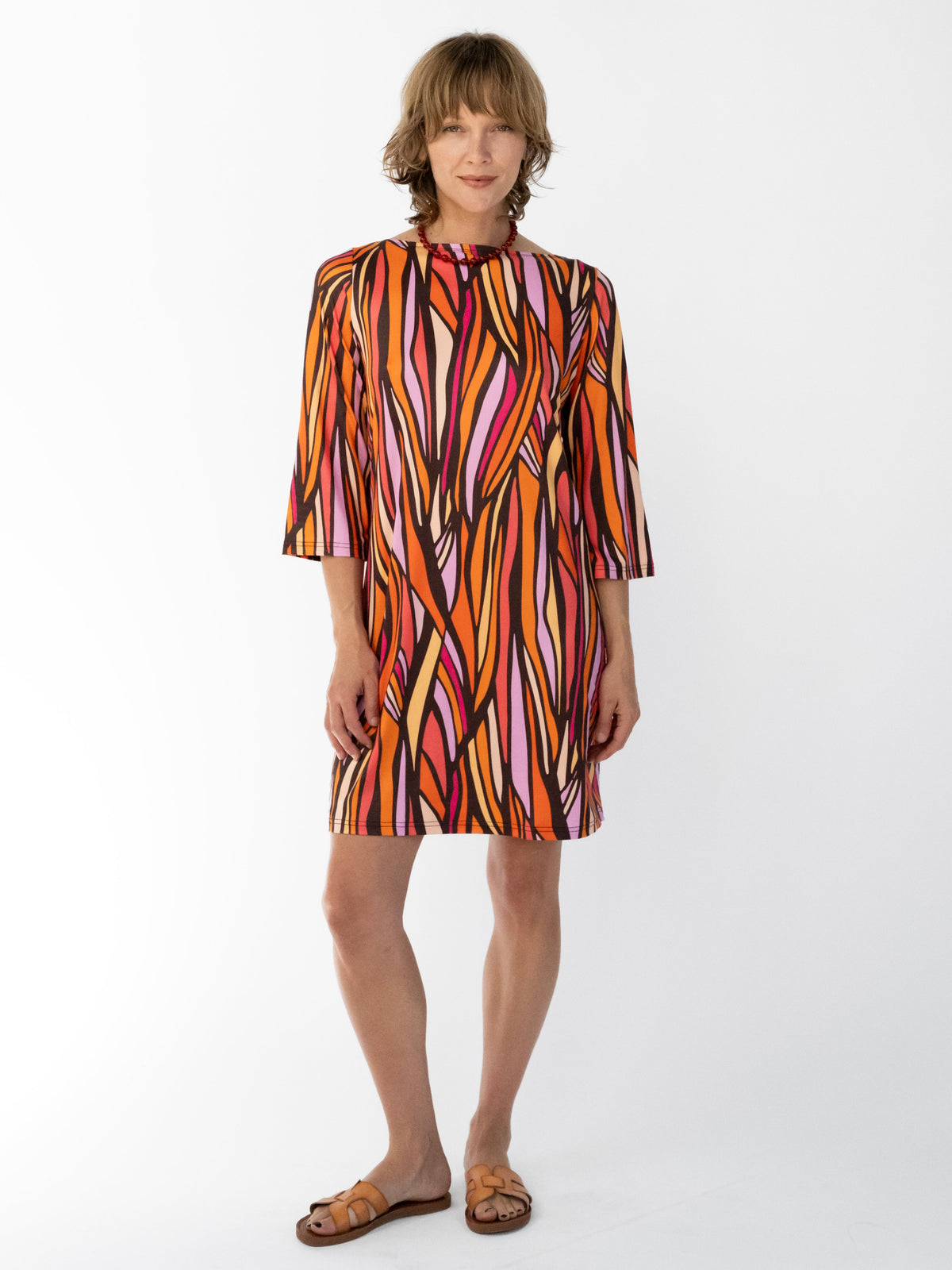 MINDY dress Seagrass Pink - Lesley Evers-boat neck-boatneck-Pink