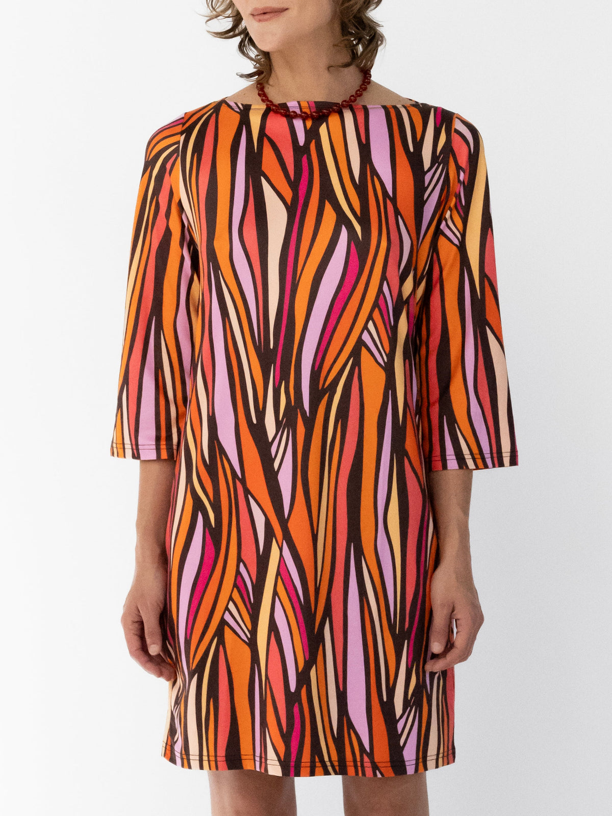 MINDY dress Seagrass Pink - Lesley Evers-boat neck-boatneck-Pink