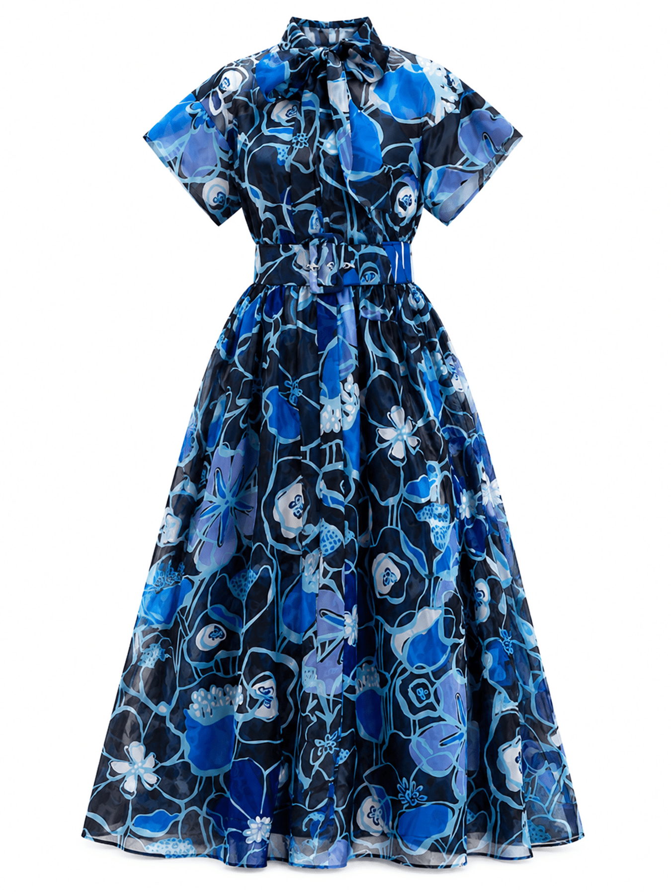 MIRABELLE dress Full Bloom Blue - Lesley Evers-cotton dress-Dress-Printed Dress