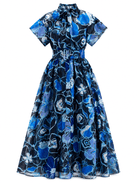 MIRABELLE dress Full Bloom Blue - Lesley Evers-cotton dress-Dress-Printed Dress