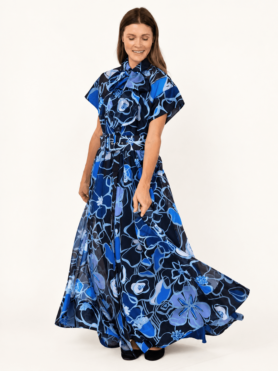 MIRABELLE dress Full Bloom Blue - Lesley Evers-cotton dress-Dress-gown