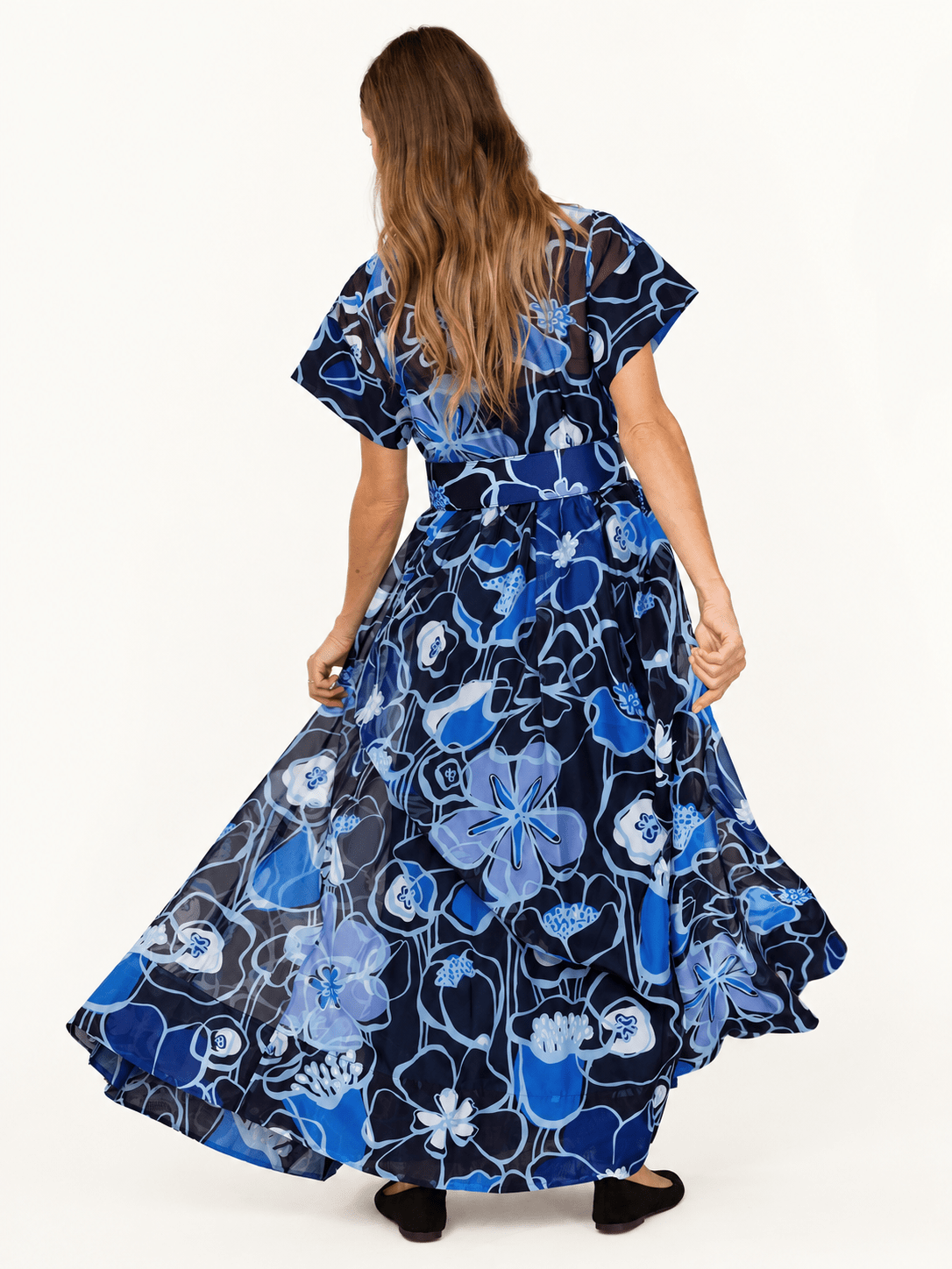 MIRABELLE dress Full Bloom Blue - Lesley Evers-cotton dress-Dress-gown