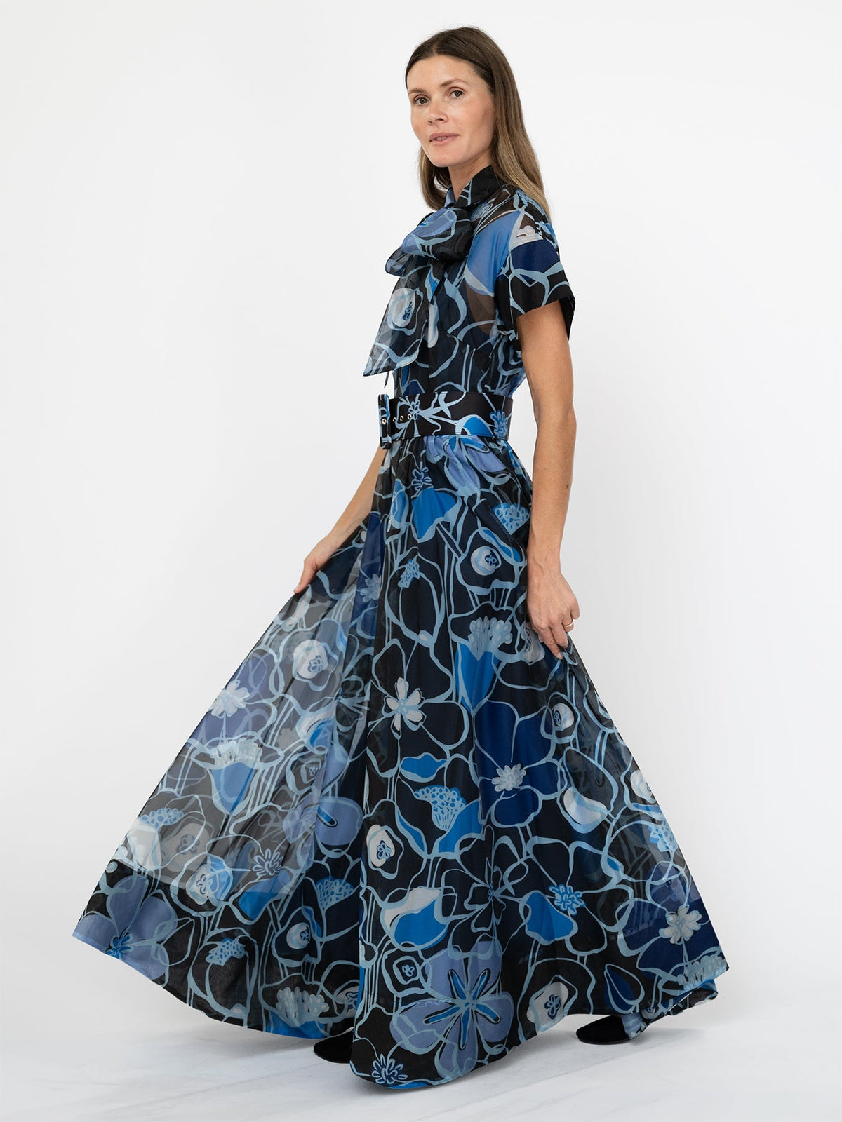 MIRABELLE dress Full Bloom Blue - Lesley Evers-cotton dress-Dress-gown