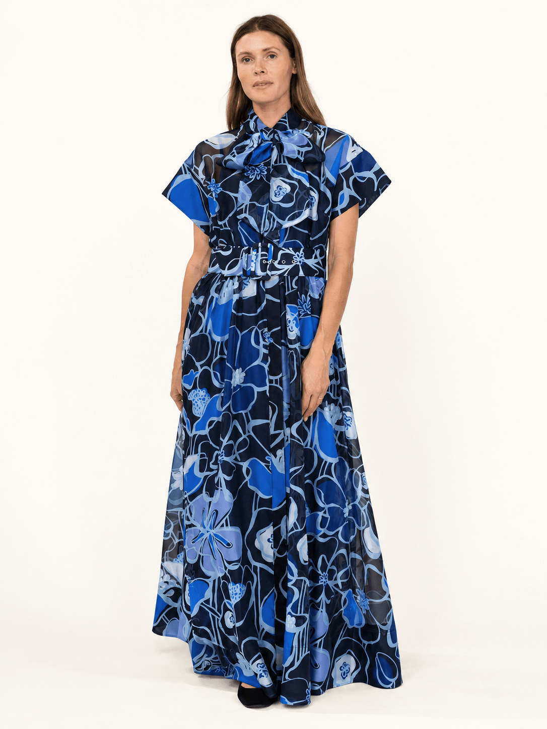 MIRABELLE dress Full Bloom Blue - Lesley Evers-cotton dress-Dress-gown