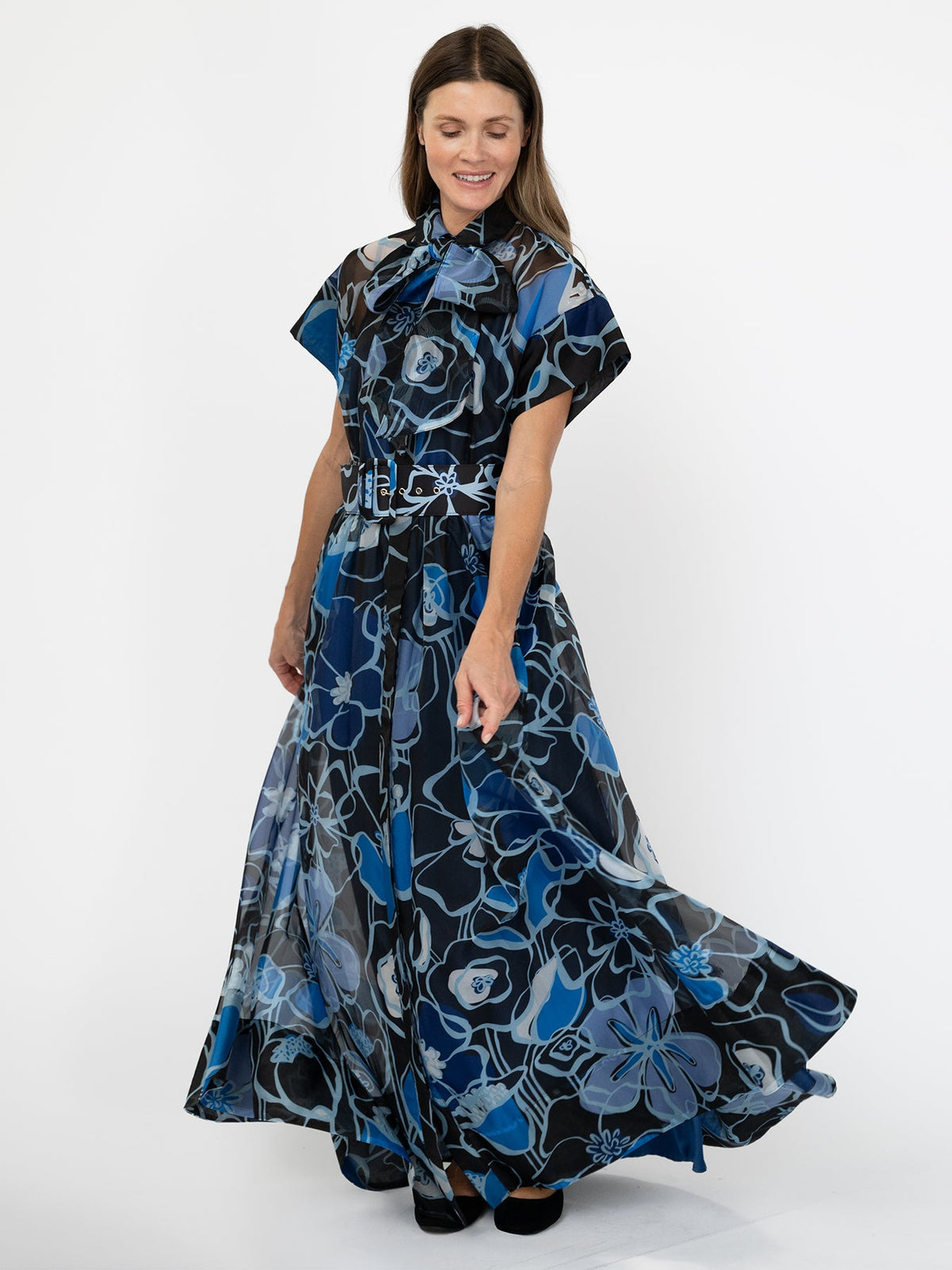 MIRABELLE dress Full Bloom Blue - Lesley Evers-cotton dress-Dress-gown