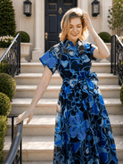 MIRABELLE dress Full Bloom Blue - Lesley Evers-cotton dress-Dress-Printed Dress