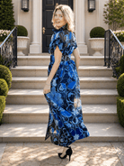 MIRABELLE dress Full Bloom Blue - Lesley Evers-cotton dress-Dress-Printed Dress