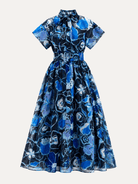MIRABELLE dress Full Bloom Blue - Lesley Evers-cotton dress-Dress-gown
