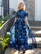 MIRABELLE dress Full Bloom Blue - Lesley Evers-cotton dress-Dress-gown