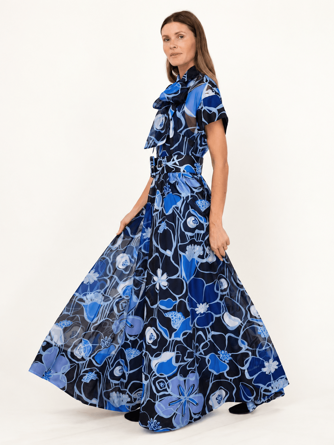 MIRABELLE dress Full Bloom Blue - Lesley Evers-cotton dress-Dress-gown