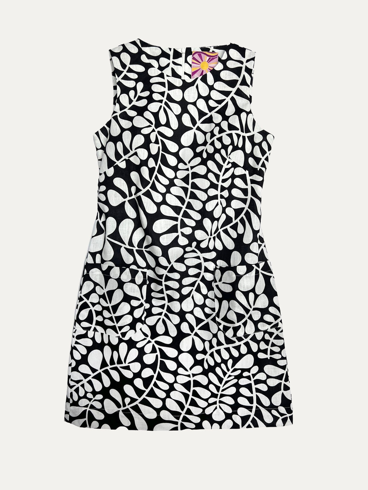 MOLLY dress Fern Black and White - Lesley Evers-black fern-cotton dress-Dress