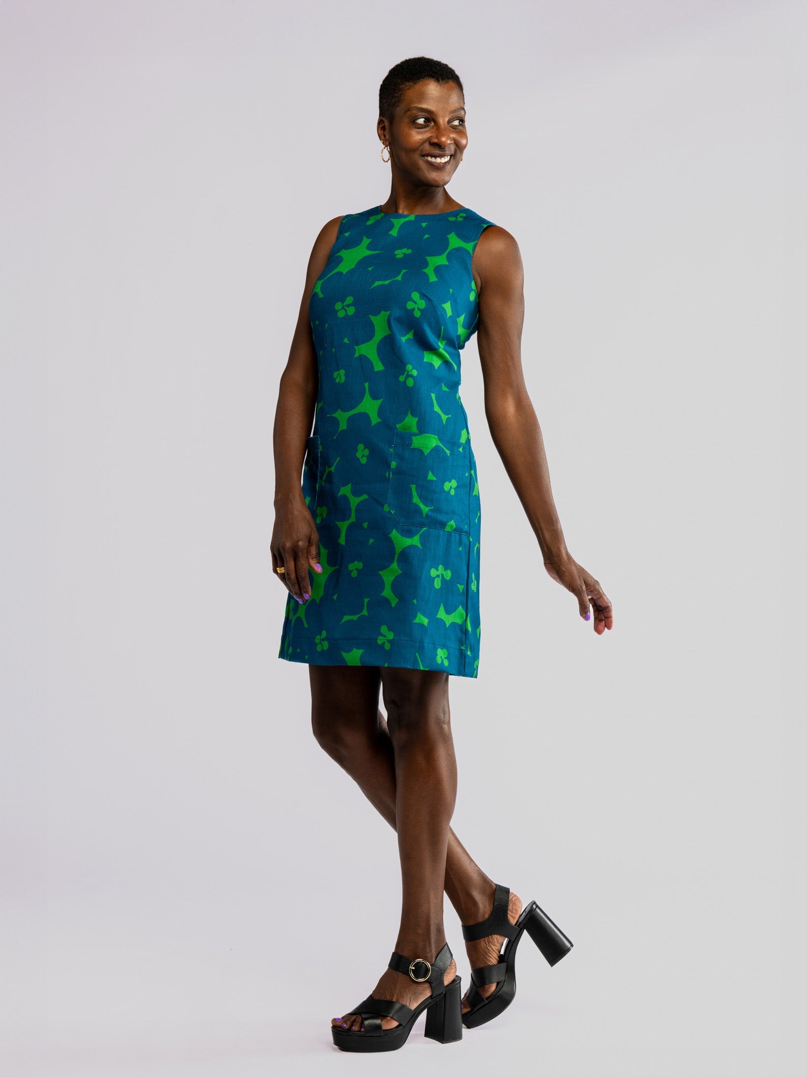 MOLLY dress Jumbo Blooms - Lesley Evers-cotton dress-Dress-Green Dress