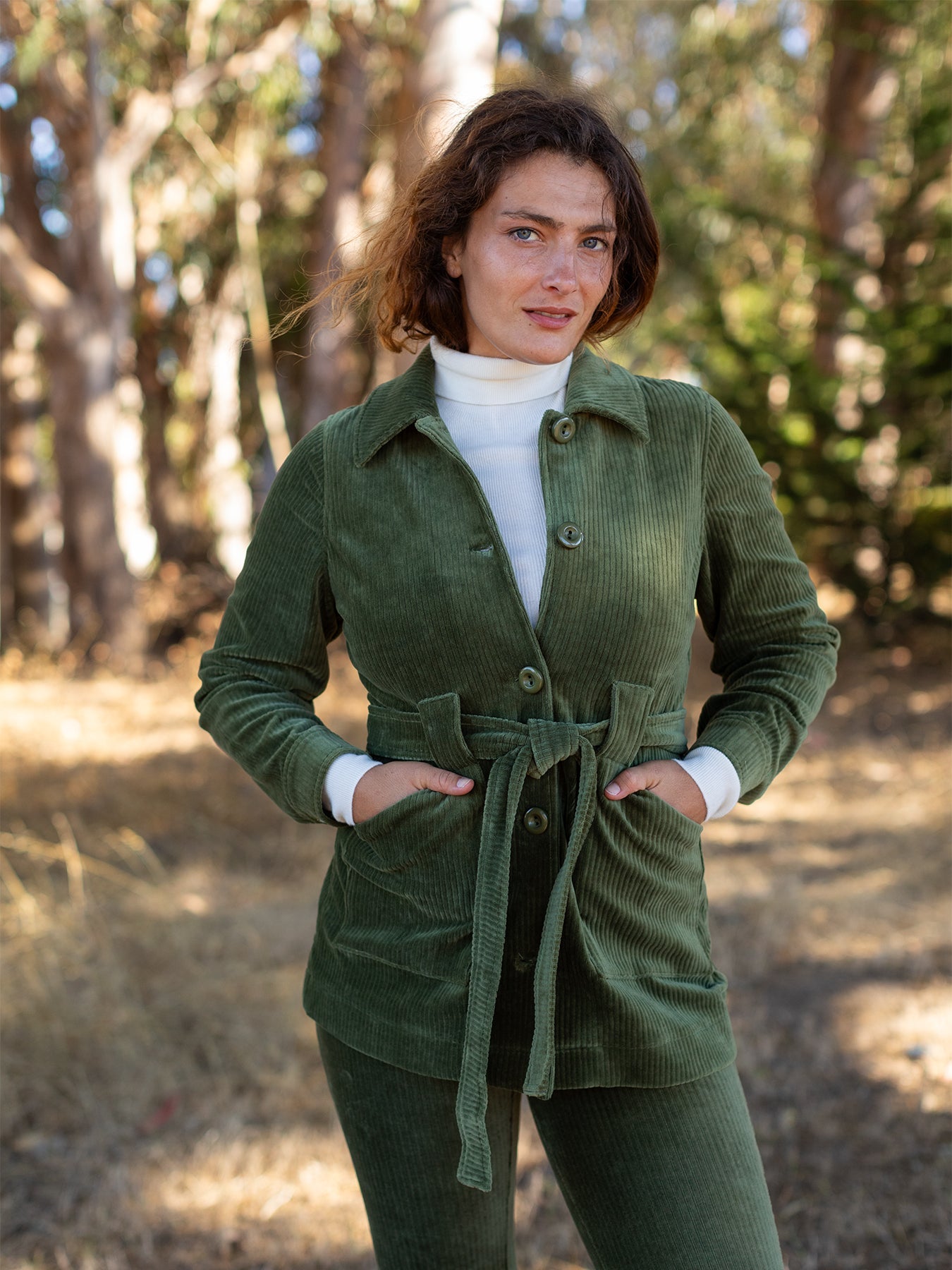 MORGAN coat Olive Corduroy – Lesley Evers