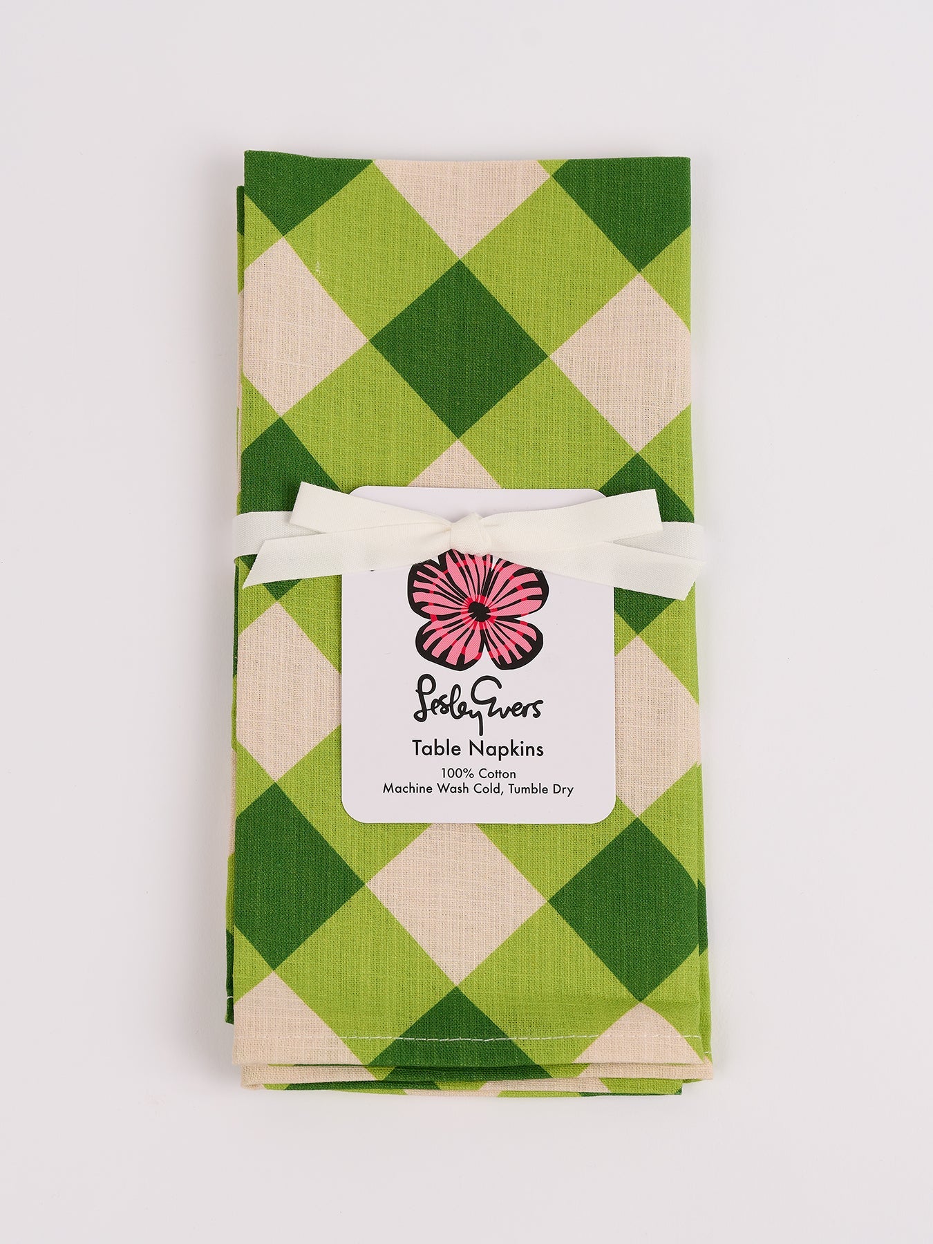 NAPKINS set of 4 Green Gingham - Lesley Evers-23-HG300-W1-Giftable-gifts under $50