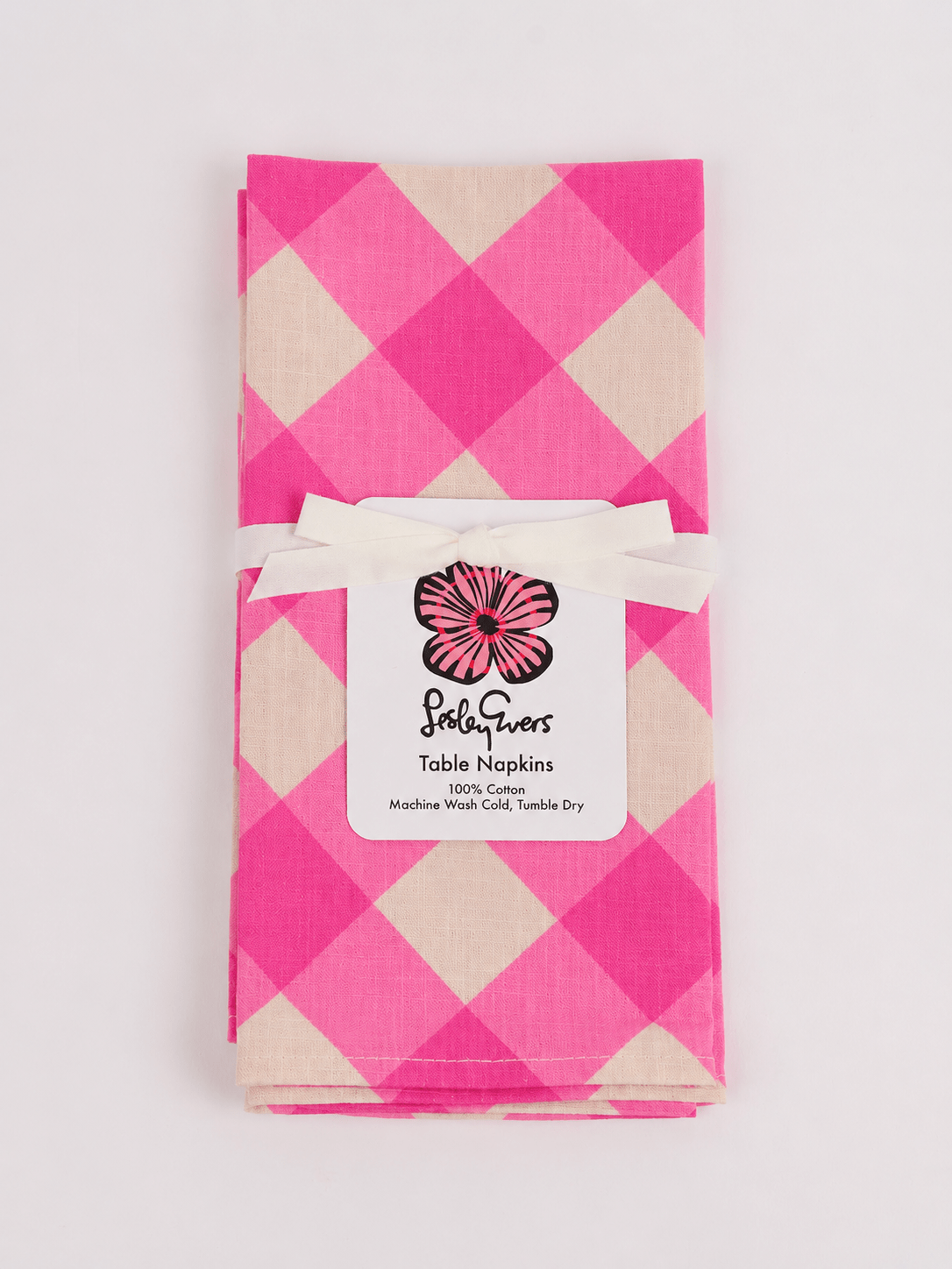 NAPKINS set of 4 Pink Gingham - Lesley Evers-23-HG300-W1-Giftable-gifts under $50