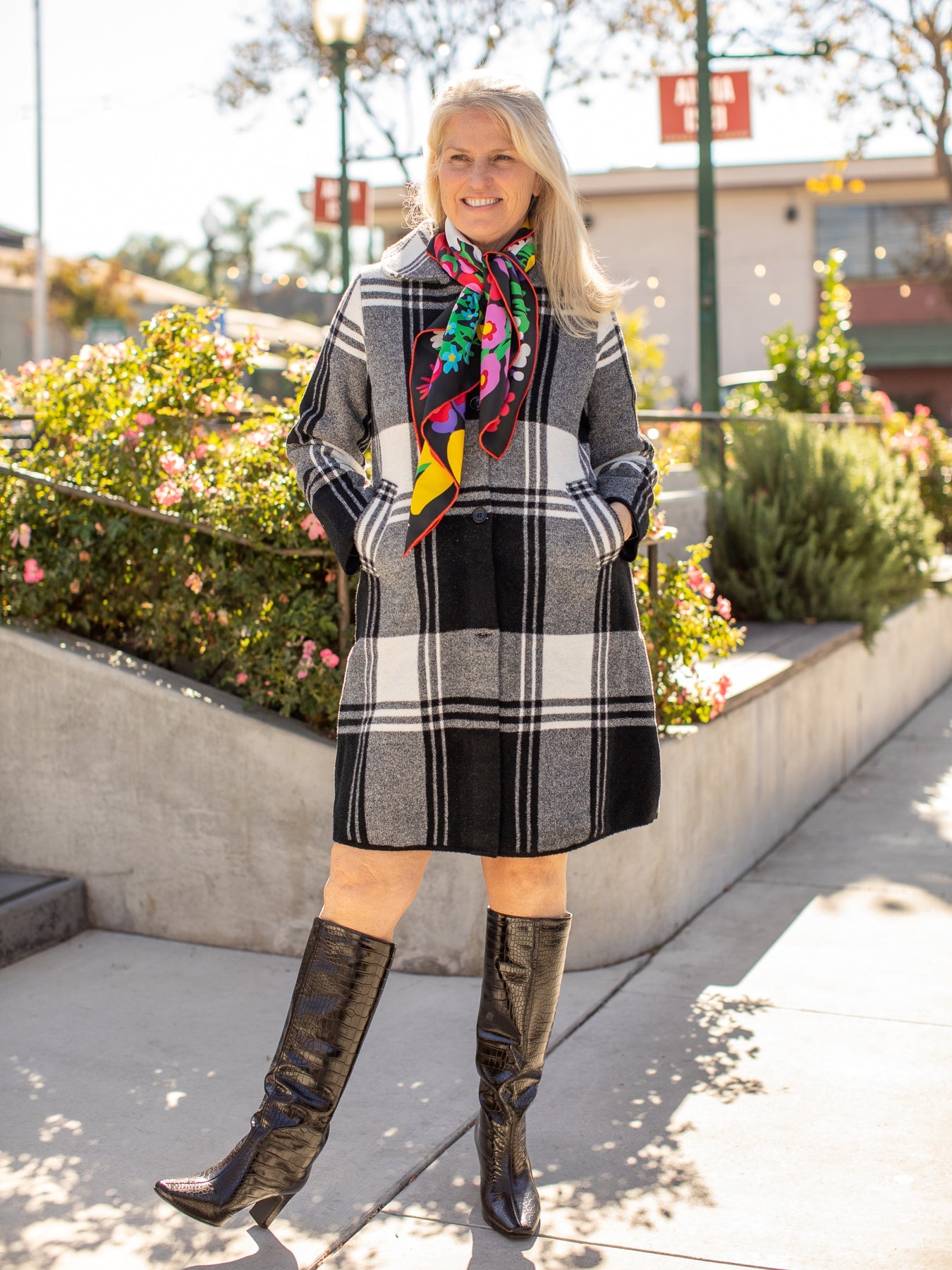 NATALIE coat Black and White Plaid - Lesley Evers - Best Seller - coat - outerwear