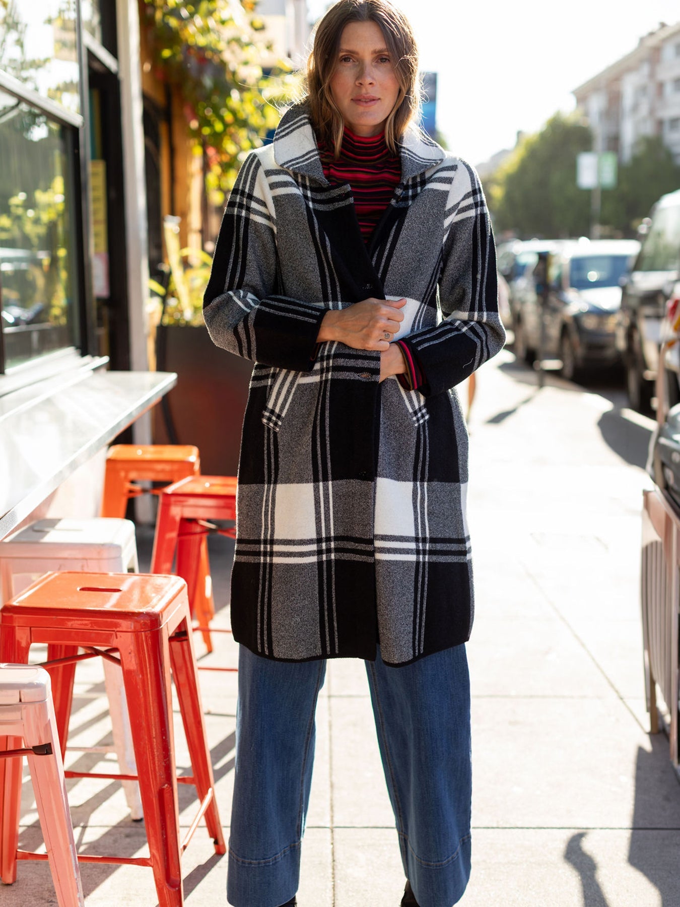 NATALIE coat Black and White Plaid – Lesley Evers