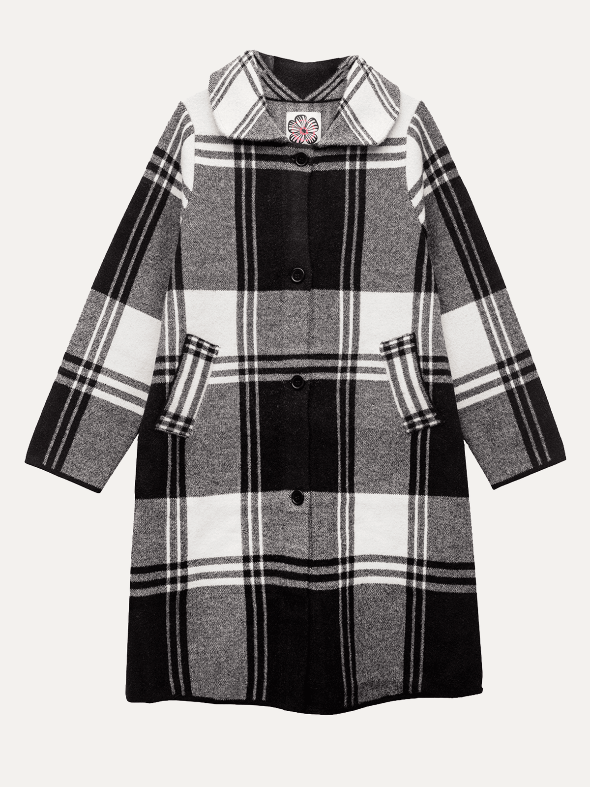 NATALIE coat Black and White Plaid - Lesley Evers-Best Seller-coat-outerwear