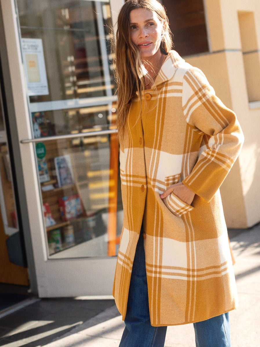 NATALIE coat Butterscotch Plaid - Lesley Evers-Best Seller-coat-outerwear