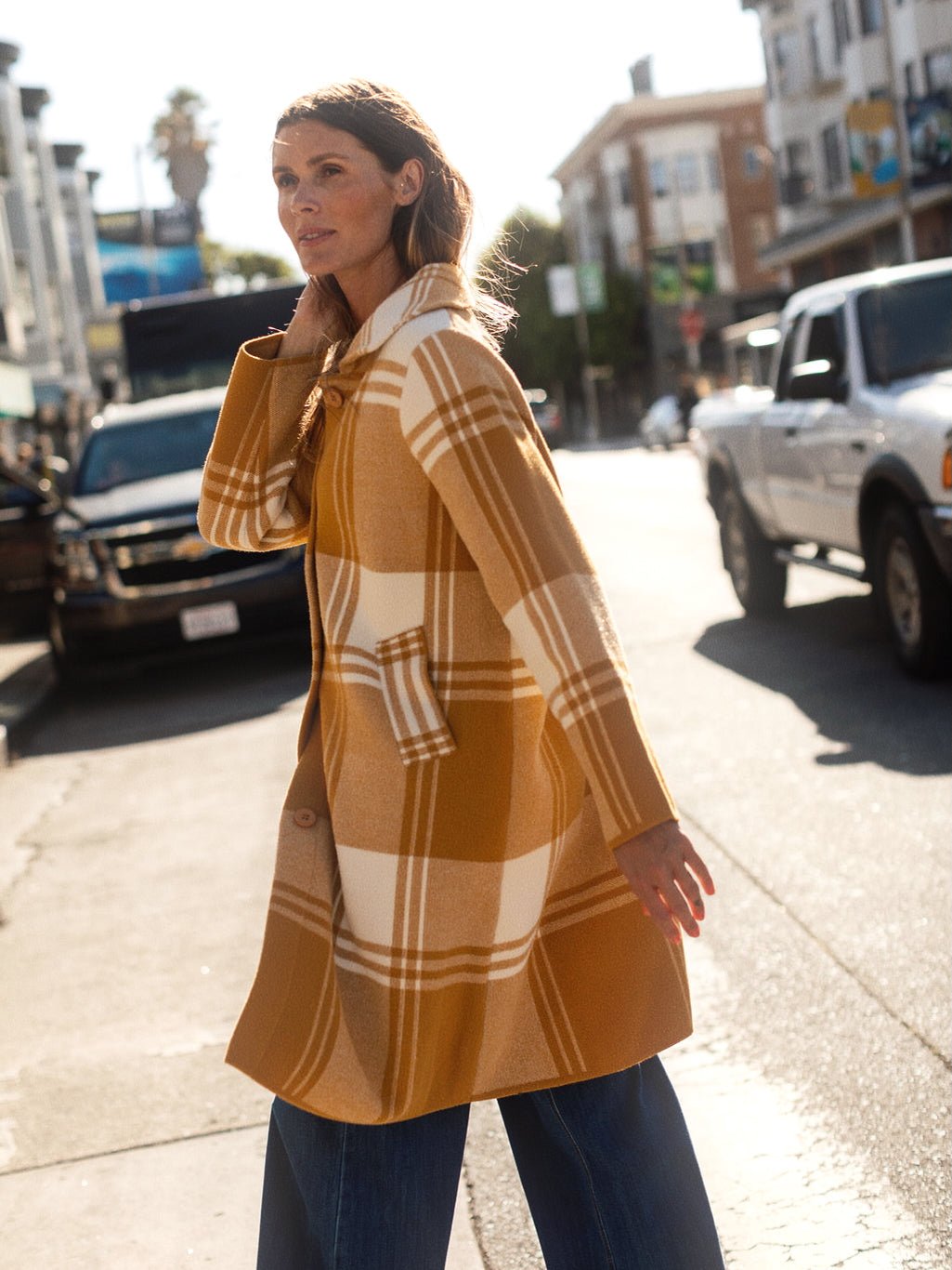 NATALIE coat Butterscotch Plaid - Lesley Evers-Best Seller-coat-outerwear
