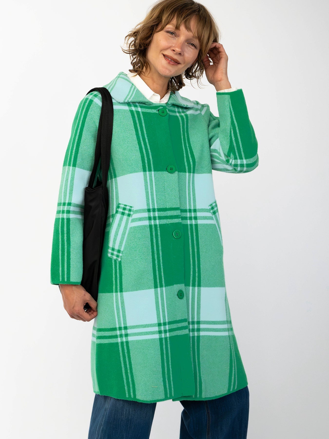 NATALIE coat Green Apple Plaid - Lesley Evers-Best Seller-coat-Imogen green 1