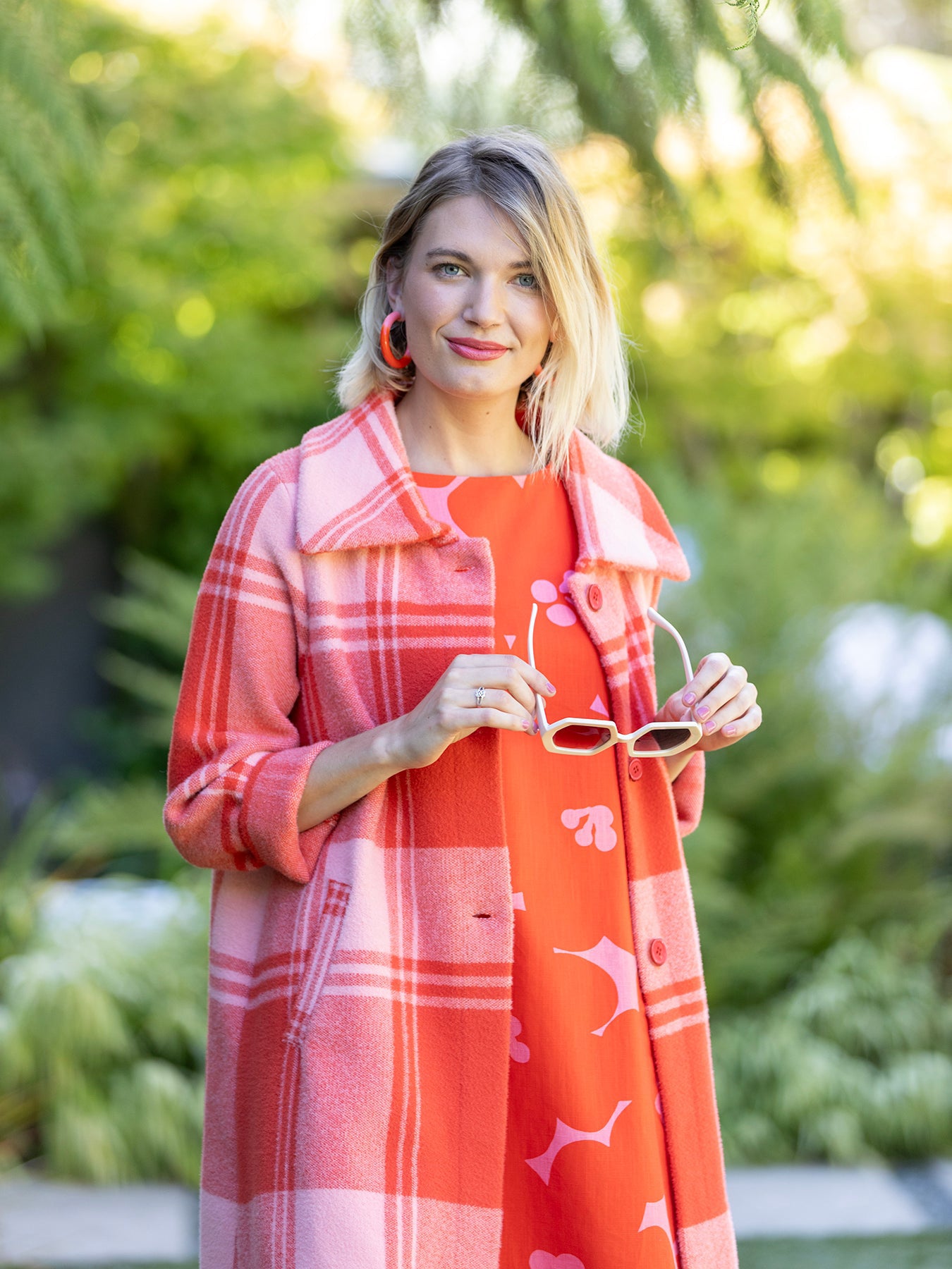 NATALIE coat Strawberry Pink Plaid – Lesley Evers