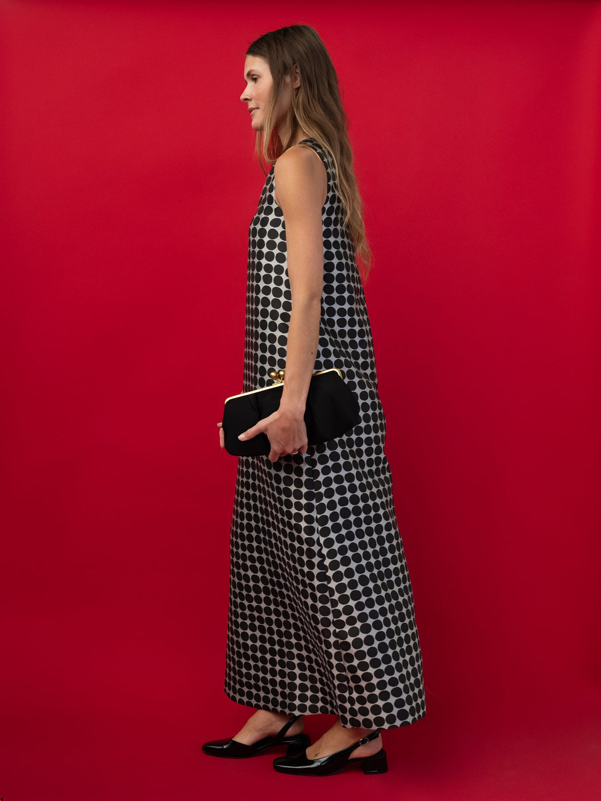 NATASHA dress Black Dots - Lesley Evers-Dress-gown-natasha
