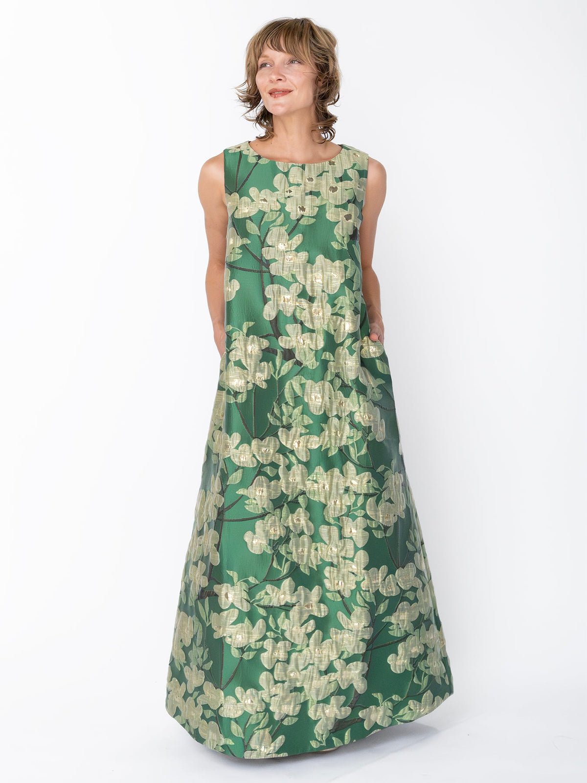 NATASHA dress Dogwood Green - Lesley Evers-Dress-gown-natasha
